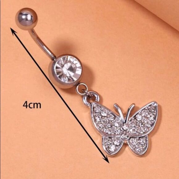 Butterfly Rhinestone Bellybutton Ring - Picture 2 of 3